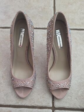 INC International Concepts Blush Crystal Peep-Toe Heels
